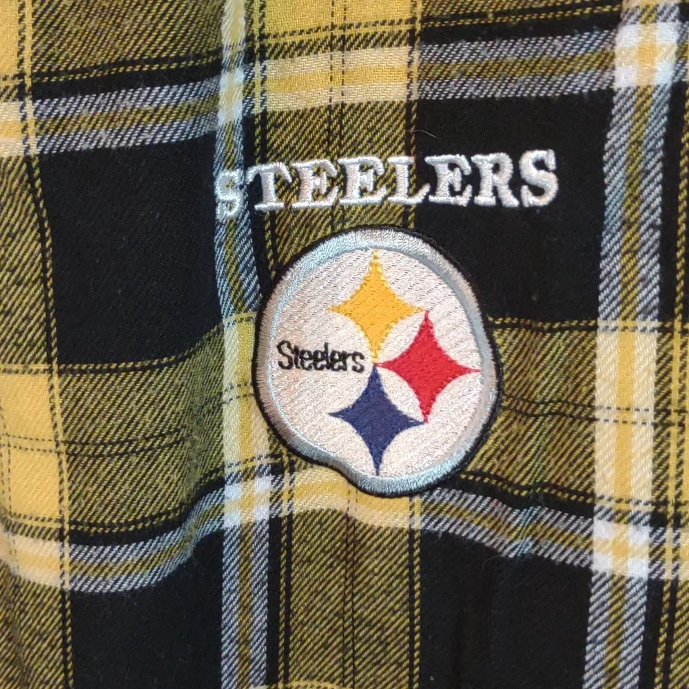 Team NFL License Pittsburgh Steelers Gold Black Plaid Pull On Flannel Sleep Pant